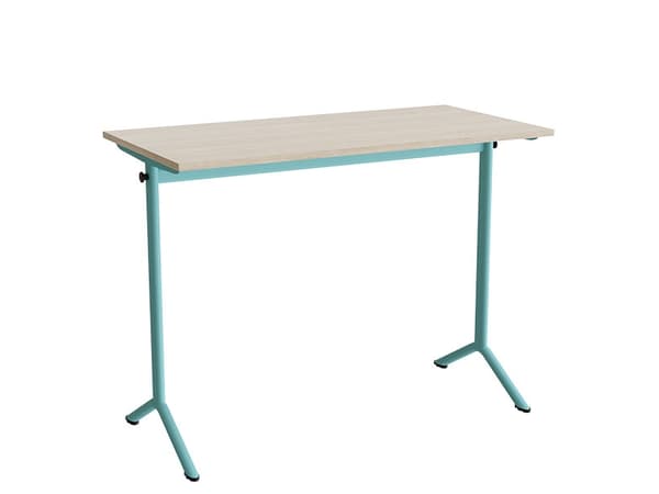 Bord Atlas 1130, 1200x600 mm, ljudabsorberande vitpigmenterad ek, turkos ram