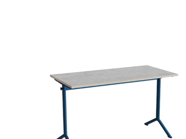 Bord Atlas 1130, 1200x600mm, lys grå linoleum, blåt stel