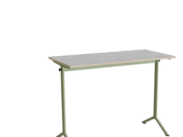 Bord Atlas 1130, 1200x600 mm, lys grå linoleum, grønt stativ