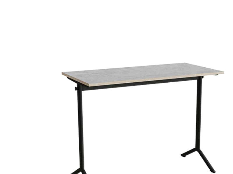 Bord Atlas 1130, 1200x600 mm, ljusgrå linoleum, svartoljad stativ