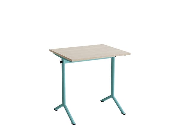 Bord Atlas 1130, 700x600 mm, ljudabsorberande vitpigmenterad ek, turkos ram