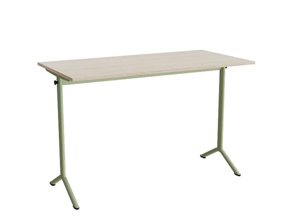 Bord Atlas 1130, 1400x700 mm, hvidpigmenteret eg, grønt stativ