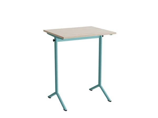 Bord Atlas 1130, 700x600 mm, ljudabsorberande vitpigmenterad ek, turkos ram