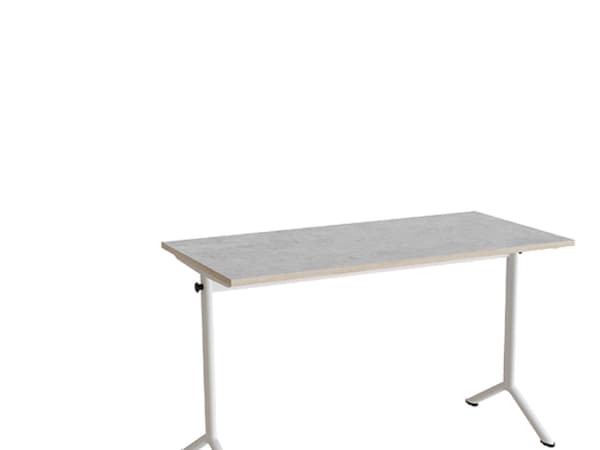 Bord Atlas 1130, 1200x600mm, lys grå linoleum, hvidt stel