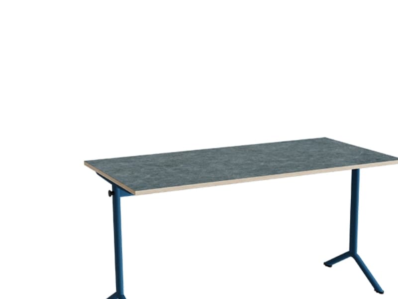 Bord Atlas 1130, 1400x700 mm, mörkgrå linoleum, blå stativ