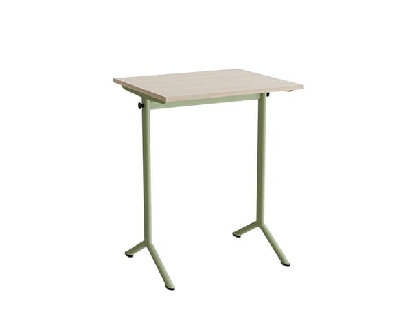 Bord Atlas 1130, 700x600 mm, lydabsorberende hvidpigmenteret eg, grønt stativ
