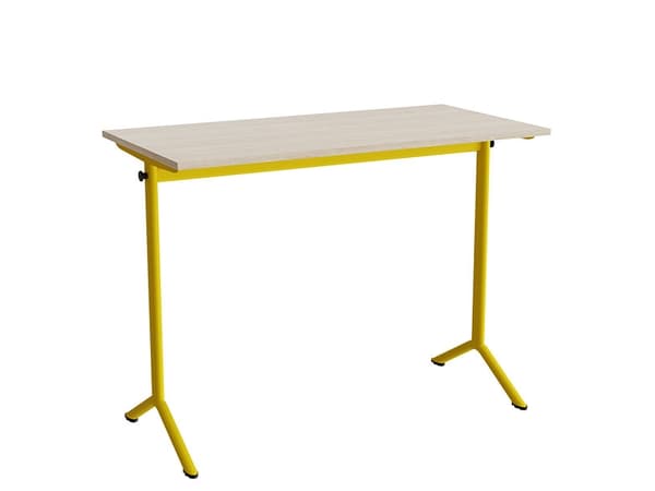 Bord Atlas 1130, 1200x600 mm, ljudabsorberande vitpigmenterad ek, gul ram