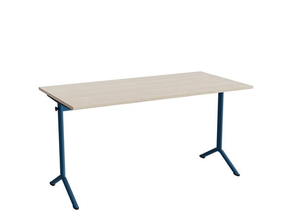Bord Atlas 1130, 1400x700 mm, ljudabsorberande vitpigmenteret t.ex., blå stativ