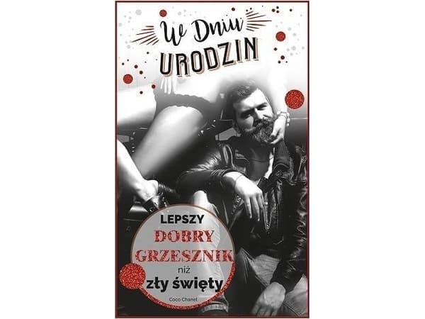 Men's birthday pass, red - bearded man BRW07
