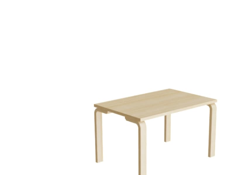 Bord Tessan 341, 1200x700 mm, Höjd 640 mm, Beige linoleum, ben av björk