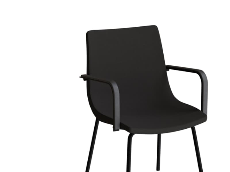 Stol Colt 10012 Med armstöd, svart textil, kromad stomme