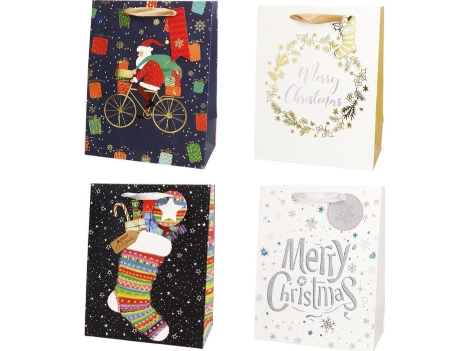 Incood Gift bag 18x23 Christmas glitter hot stamp