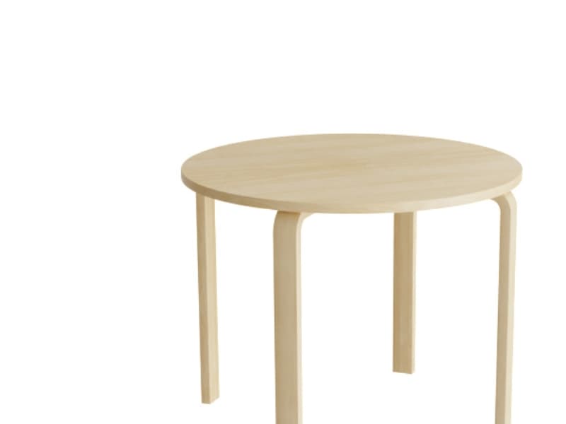 Bord Tessan 344, Ø900 mm, höjd 530 mm, ljudabsorberande vit laminat med björkben