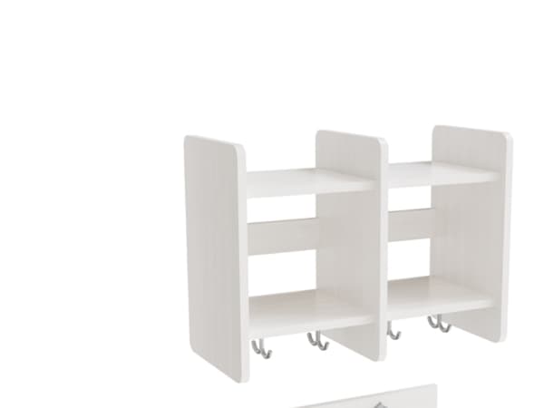 Garderobeindretning Eira Light, overhylde 3 pladser, 250 mm rumbredde, hvidpigmenteret krydsfinér