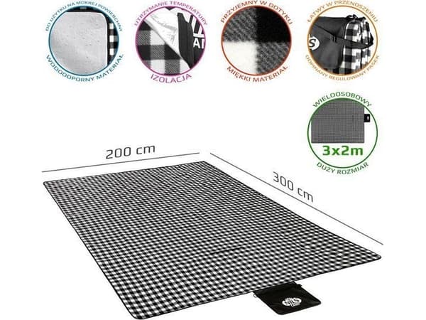Nils Extreme NC2310 PICNIC BLOCK WHITE & BLACK 300x200 CM PE + ALU NILS CAMP
