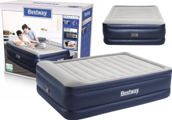Bestway Materac Dmuchany Dwuosobowy z Pompką Elektryczną Szary Granatowy