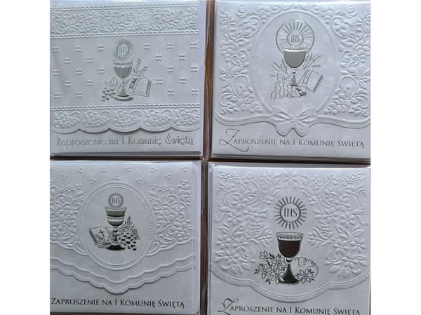 Panorama of Communion invitations square 5pcs
