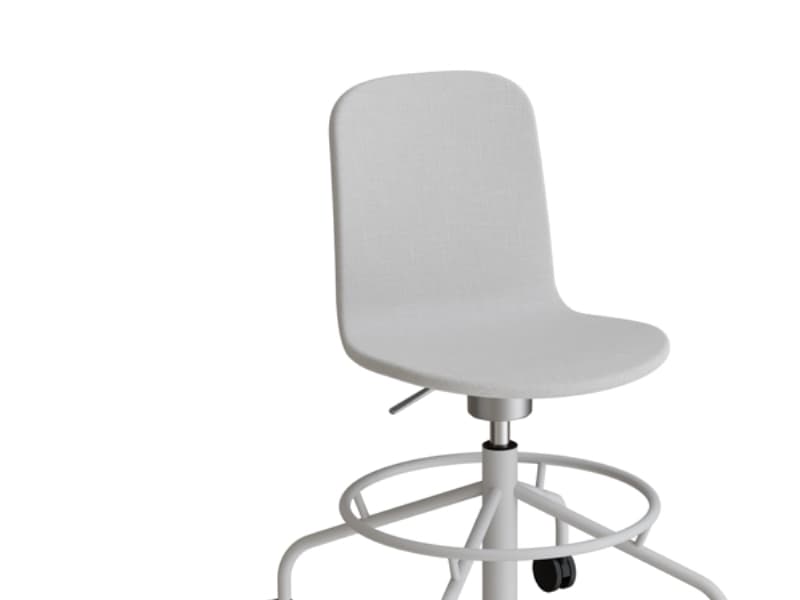 Stol ADD 5903, Fodkryds och hjul, Helbetrukket gråt tekstil, Gråt stel