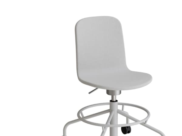 Tuoli ADD 5903, Jalkatuki ja pyörät, Täysin verhoiltu beige tekstiili, Valkoinen runko