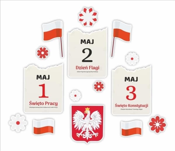 LearnHow Dekoracje okienne dwustronne - Święto majowe 15szt