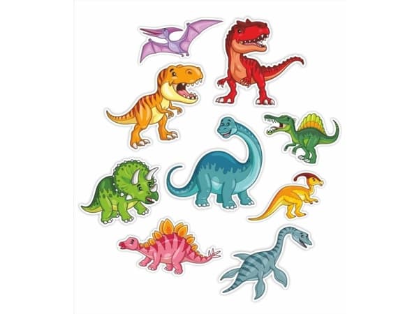 LearnHow Dobbeltsidig vindusdekorasjon - Dinosaurer 01 9 stk