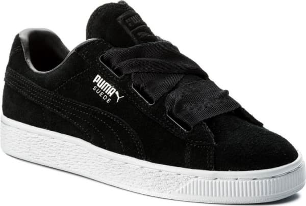 Puma Suede Heart Jr Junior Shoes Black 38.5 (365135-02)