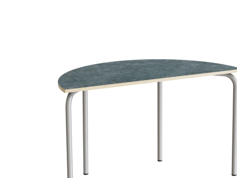 Bord Jerka 324, Halvrundt 1200x600 mm, Mørk grå linoleum, alugråt underställ