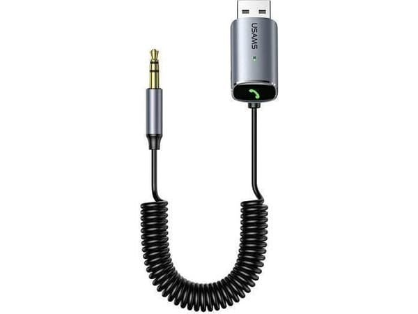 USAMS Adapter audio Bluetooth 5.0 USB-AUX szary/iron grey SJ504JSQ01 (US-SJ504)