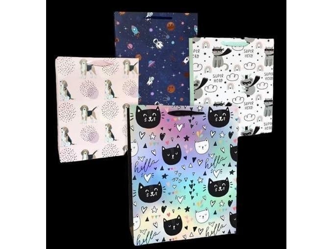 Gift bag 18x23 dog, cat, koala