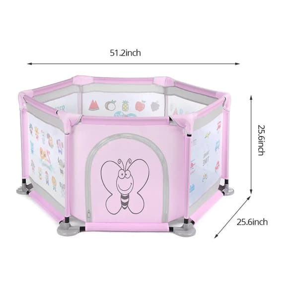 Laufstall Baby Bällebad Baby, Laufgitter Baby Baby Spielzeug für Spielen im Innen- oder Außenbereich, vaaleanpunainen
