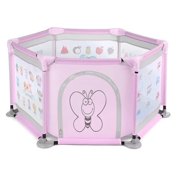 Laufstall Baby Bällebad Baby, Laufgitter Baby Baby Spielzeug für Spielen im Innen- oder Außenbereich, vaaleanpunainen
