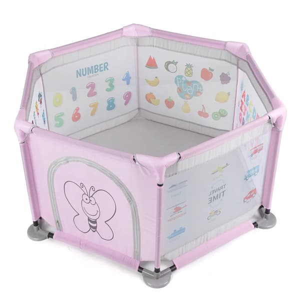 Laufstall Baby Bällebad Baby, Laufgitter Baby Baby Spielzeug für Spielen im Innen- oder Außenbereich, vaaleanpunainen
