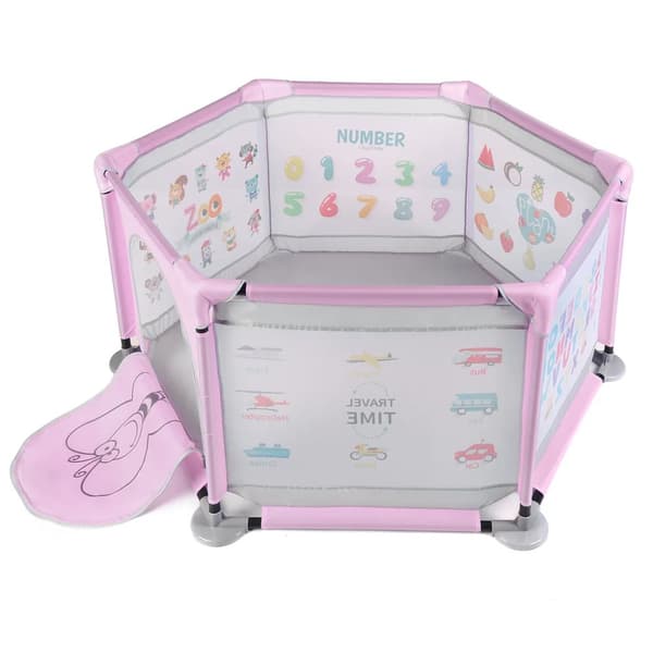 Laufstall Baby Bällebad Baby, Laufgitter Baby Baby Spielzeug für Spielen im Innen- oder Außenbereich, vaaleanpunainen