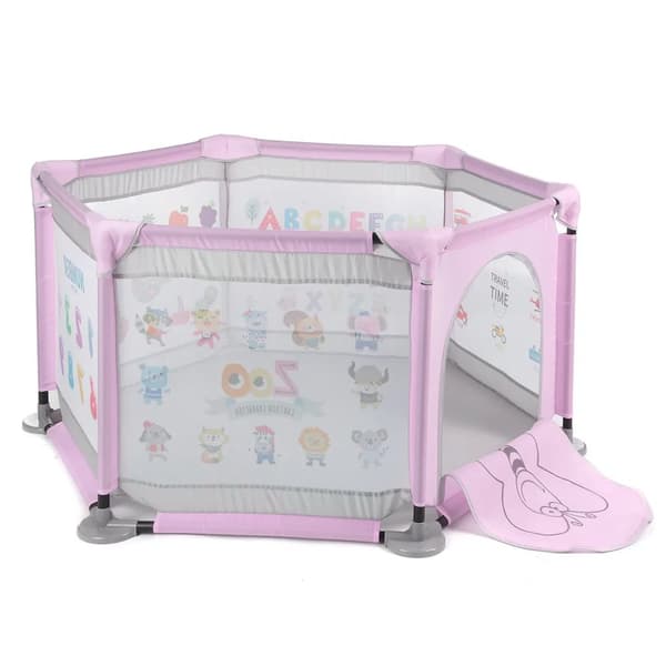 Laufstall Baby Bällebad Baby, Laufgitter Baby Baby Spielzeug für Spielen im Innen- oder Außenbereich, vaaleanpunainen