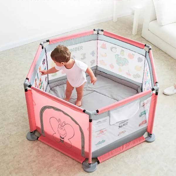Laufstall Baby Bällebad Baby, Laufgitter Baby Baby Spielzeug für Spielen im Innen- oder Außenbereich, vaaleanpunainen