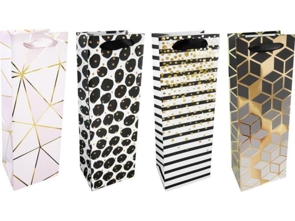 Incood Gift bag for a bottle in black and white