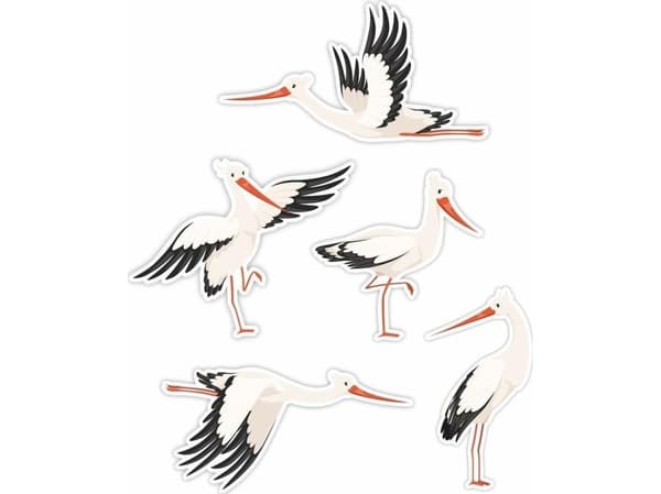 LearnHow Dobbeltsidig vindusdekorasjon - Storks 01 5 stk