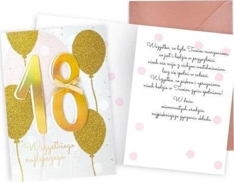 CUCARD Födelsedagskort 18 gyllene ballonger