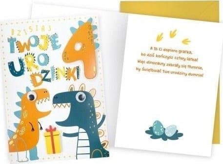CUCARD Födelsedagskort 4 dinosaurier