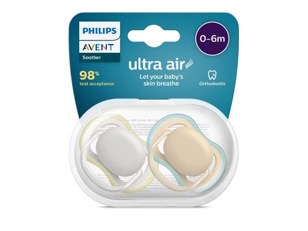 Philips AVENT ultra air SCF085/15 nappattrapp, Klassisk napp, Ortodontisk, Silikon, Pojke/flicka, Tål diskmaskin