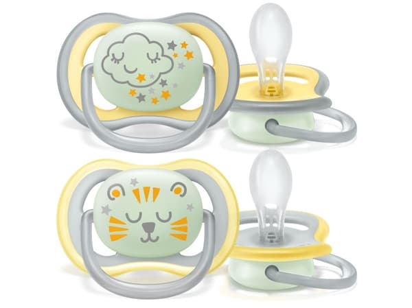 Philips AVENT Ultra air SCF376/01 Tutti, Yötutti, Hampaita hoitava, Silikoni, Poika/tyttö, Konepesunkestävä, 2 kpl