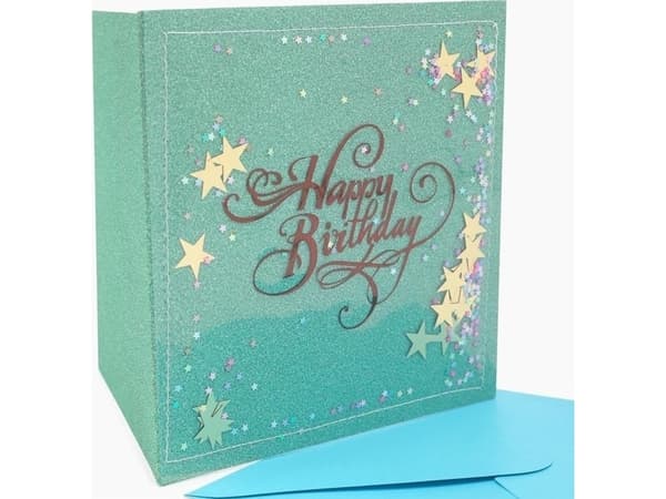 Fresh Card Fyrkant NMH-005 konfetti Födelsedag Grön