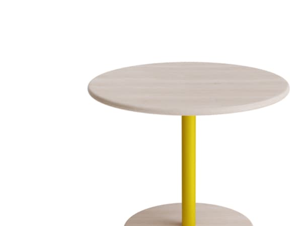 Bord Donut, Ø700 mm, höjd 570 mm, vitpigmenterad ask på gul ram