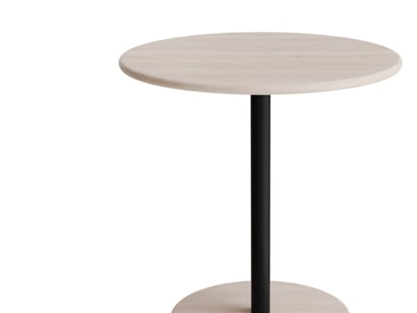 Bord Donut, Ø700 mm, højde 720 mm, hvidpigmenteret ask på sort understel