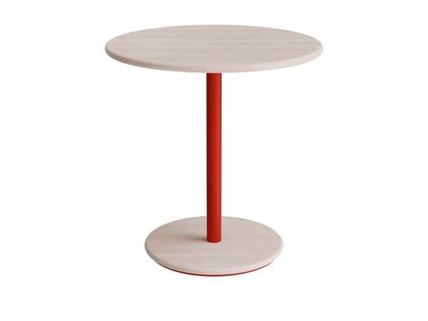 Bord Donut, Ø700 mm, höjd 720 mm, vitpigmenterad ask på röd ram