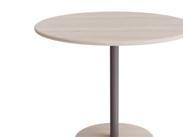 Bord Donut, Ø900 mm, højde 720 mm, hvidpigmenteret ask på gråt understel
