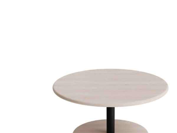 Bord Donut, Ø700 mm, höjd 350 mm, vitpigmenterad ask på svart ram