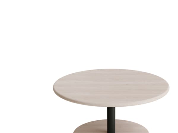 Bord Donut, Ø700 mm, höjd 350 mm, vitpigmenterad ask på svart olivfärgad ram