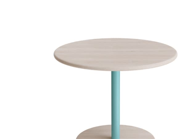 Bord Donut, Ø700 mm, höjd 570 mm, vitpigmenterad ask på turkos ram