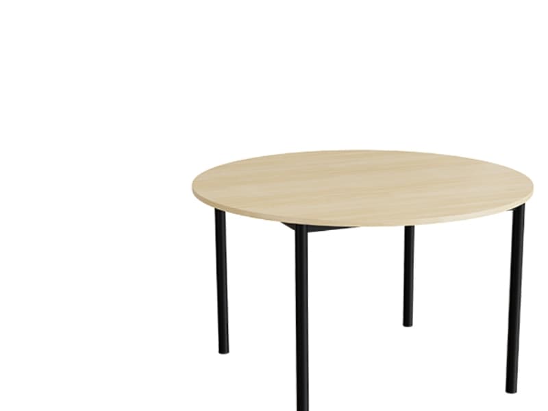 Bord Combi 206, Ø1200 mm, höjd 720 mm, ljudabsorberande vit laminat på aluminiumgrått stativ